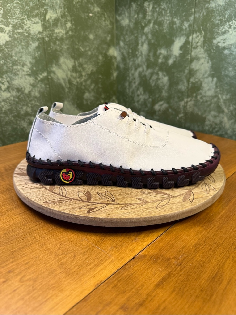 White leather handmade slip on loafers women's 11.5